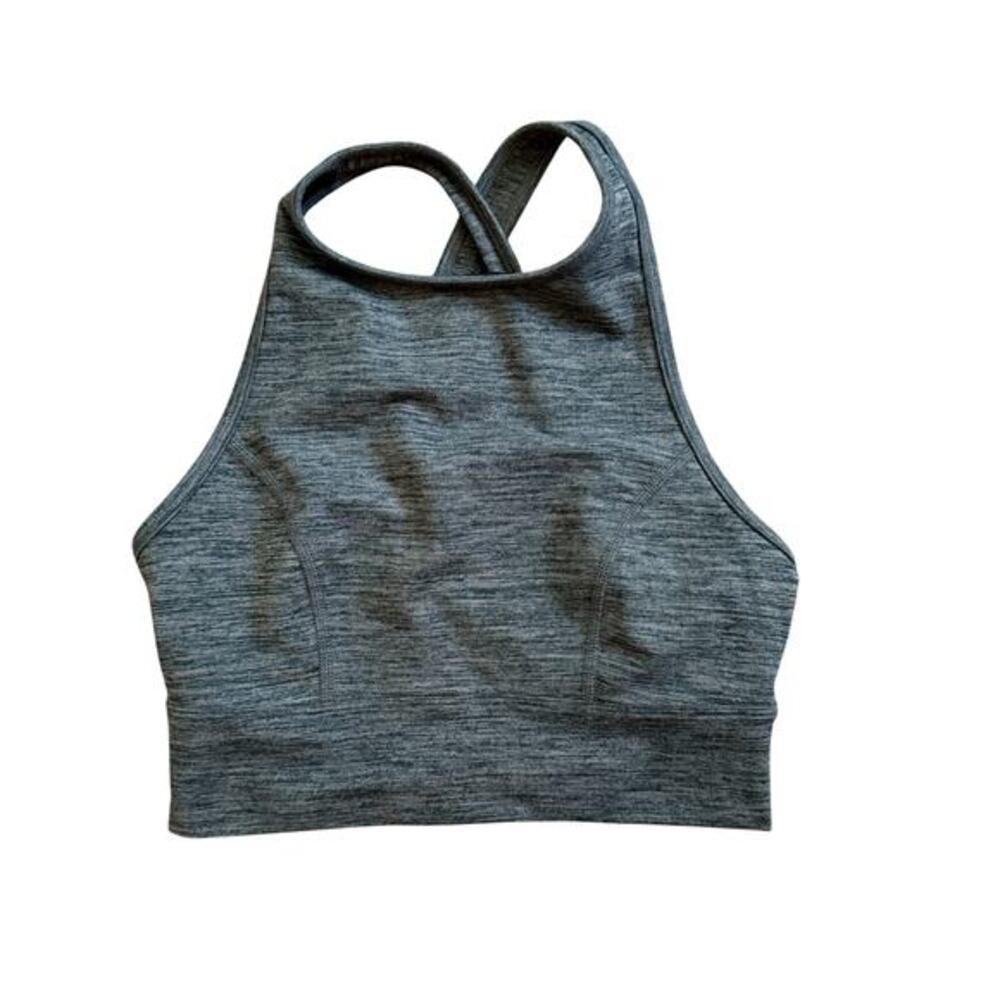 NWOT JoyLab Heather Gray High Neck Sports Bra Active Top CROP XS